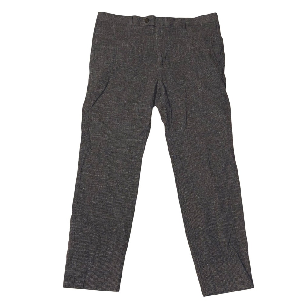 Banana Republic Tessuti di Sondrio Men 35x30 Charcoal Gray Crosshatch Slim Pants